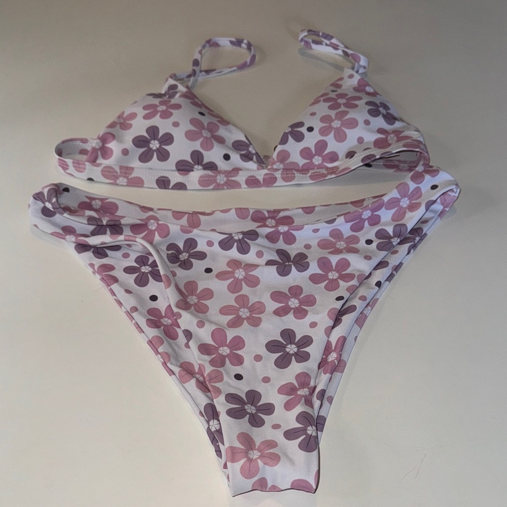 Floral Pink and Purple Bikini Set